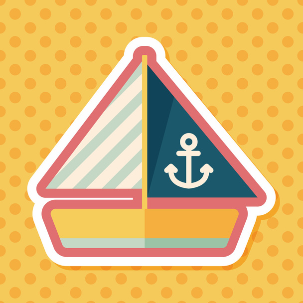 Sailboat flat icon with long shadow - ベクター画像