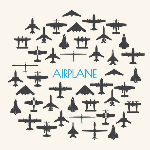  conjunto de ícones de avião e fundo
 - Vetor, Imagem
