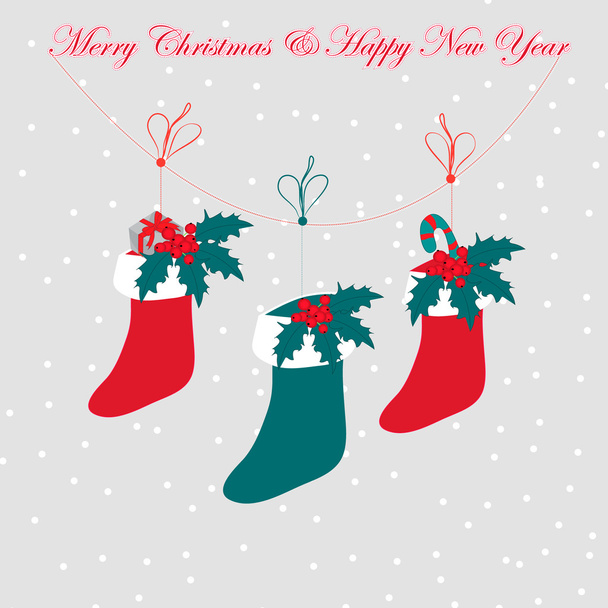 Christmas boots, vector illustration. - Vector, Image