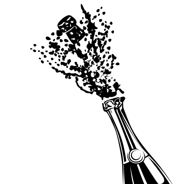Silhouette of a bottle of champagne - Vector, Image