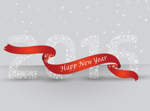 Happy new year 2016, the number made with flakes wrapped in red  - Wektor, obraz