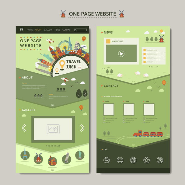 lovely one page web design - Vector, Image