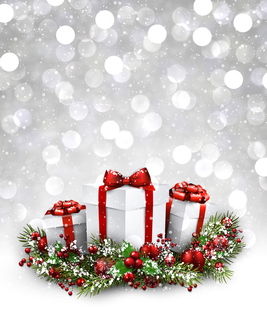 Christmas background with gifts - Vector, afbeelding