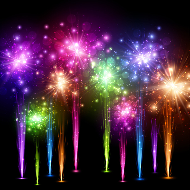 Festive color firework background. - Vector, Image