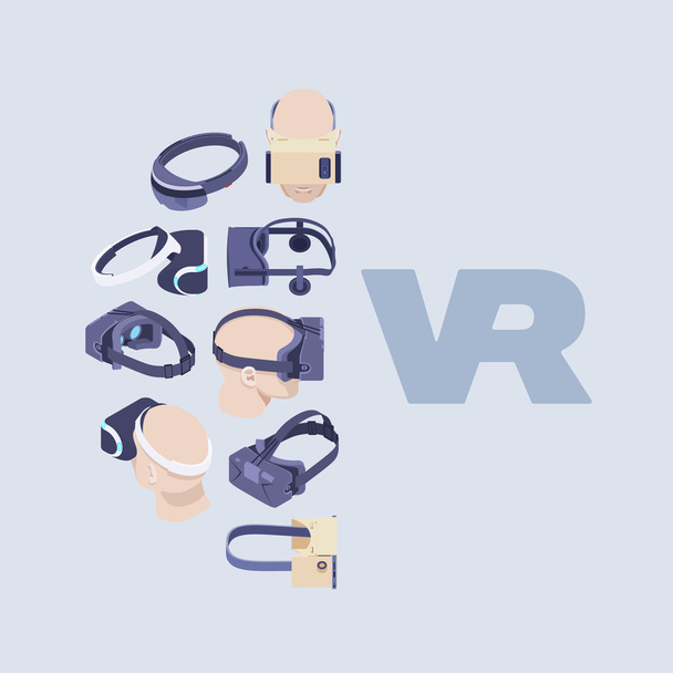 Vector decorating design made of isometric virtual reality headsets - Vector, Image