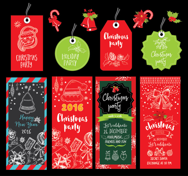 Christmas party invitation. Holiday card.  - Vector, Image