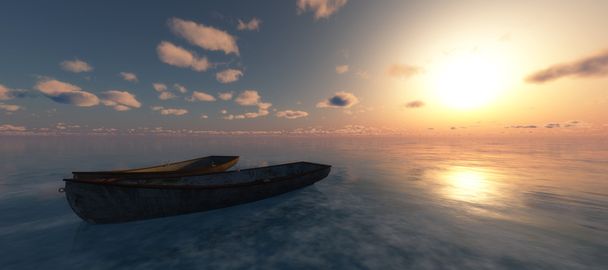 fishing boat and sunset - Photo, Image