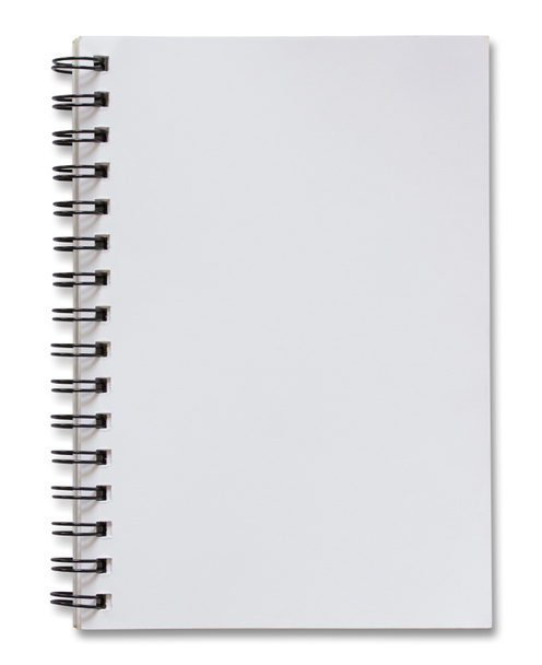 Cuaderno en espiral blanco en blanco aislado en blanco con camino de recorte
 - Foto, Imagen