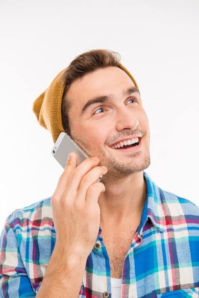 Handsome man with hat talking on the phone - Fotografie, Obrázek