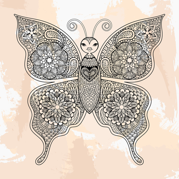Zentangle vector Butterfly, tattoo in hipster style. Ornamental  - Vektor, obrázek