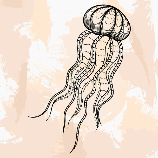 Zentangle vector Jellyfish for tattoo in hipster style. Ornament - ベクター画像