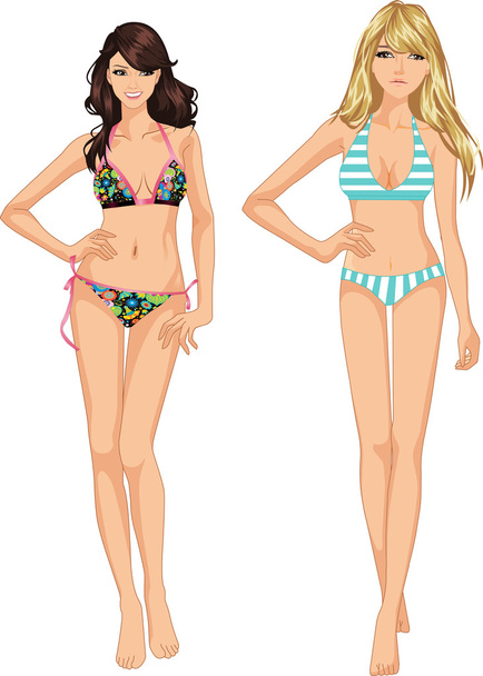 Chicas bikini - Vector, imagen