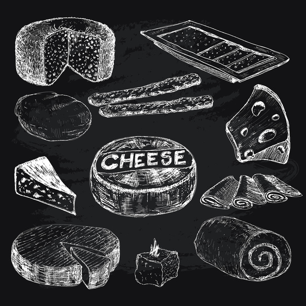 Peynir. Grafik çizimler topluluğu - Vektör, Görsel