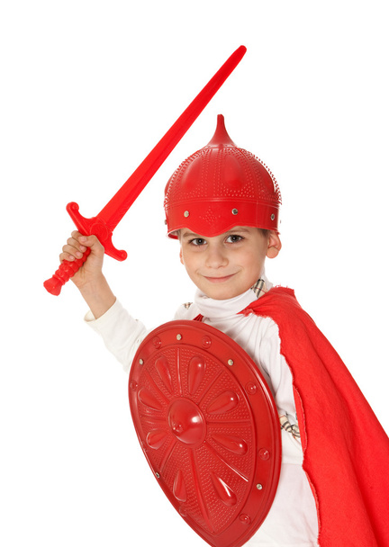 şövalye gibi giyinmiş genç çocuk - Fotoğraf, Görsel