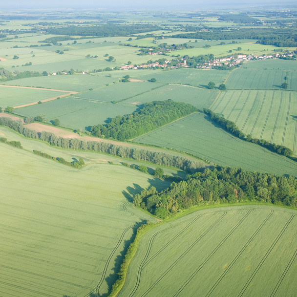 View over the early summer green fields from the air; East Anglia; UK - Fotó, kép