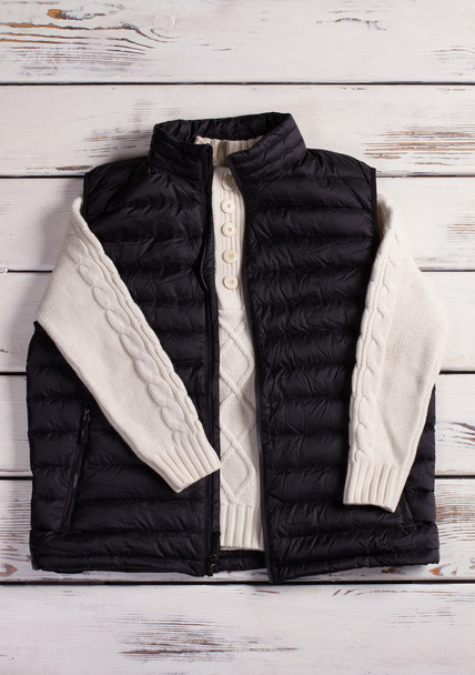 Men's vest with a warm knitted sweater. - Photo, Image