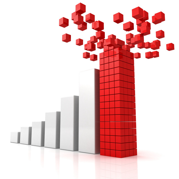 Rising profit graph with building red top leader - Photo, Image