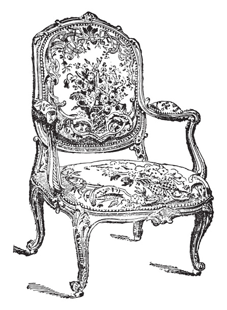 Louis-beş sandalye, vintage gravür. - Vektör, Görsel