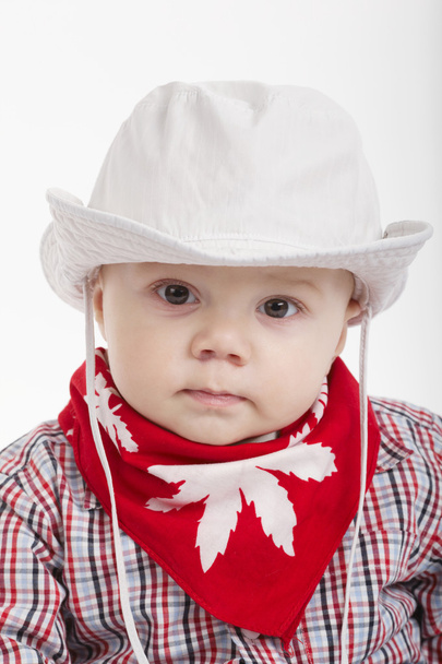 little funny cowboy on white background - 写真・画像
