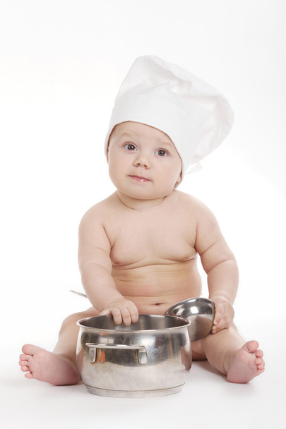 little cute cook on white background - Zdjęcie, obraz