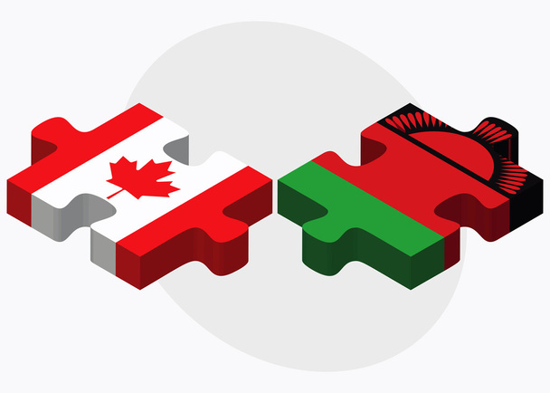 Canada and Malawi Flags - Vector, Image