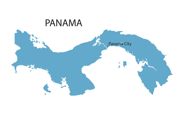 blue map of Panama with indication of Panama City - Vector, Image