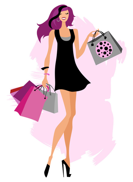 Woman with shopping bags - Vector, Image