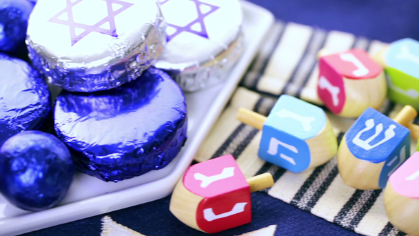 Kleurrijke Hanukkah dreidels - Video