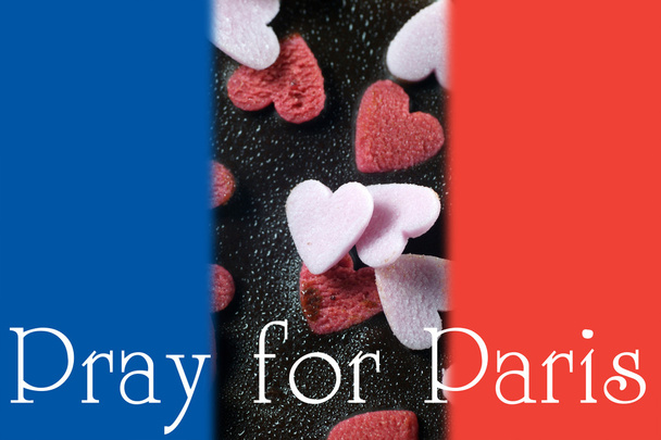 Csokoládé brownie torta "Imádkozni a Paris" koncepció Franciaország zászlaja - Fotó, kép