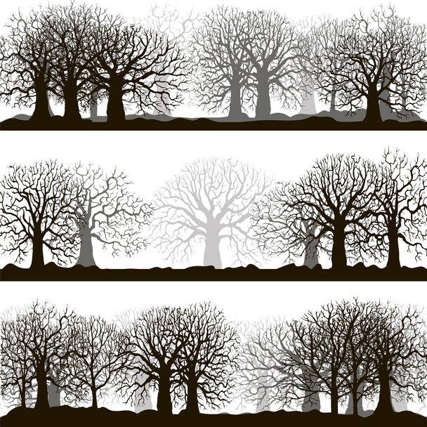 winter forest silhouettes lanscapes - Vector, Image