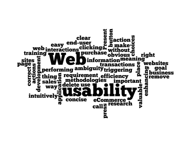 web usability woord wolk geïsoleerd op witte achtergrond - Foto, afbeelding