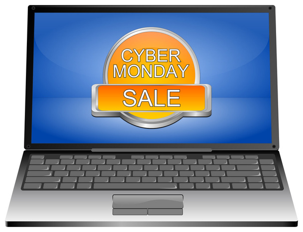 Laptop computer with Cyber Monday Sale button - Photo, Image