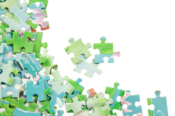 Colorful puzzle in various shapes - Foto, imagen