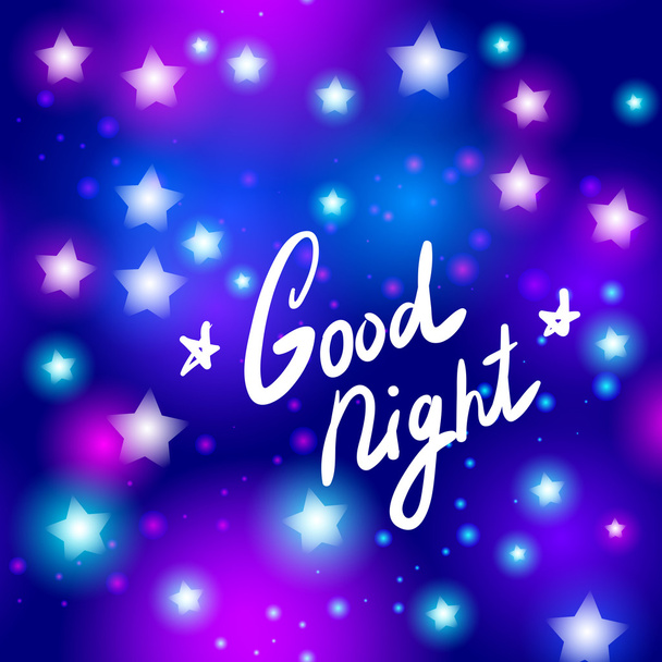 Good night letter Abstract neon star on blue background. Vector - Vector, imagen