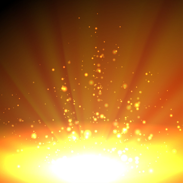 goldener Hintergrund mit Lichtstrahlen - Vektor, Bild