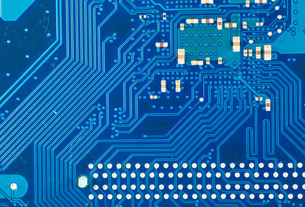 fundo placa de circuito azul de computador placa-mãe de perto
 - Foto, Imagem