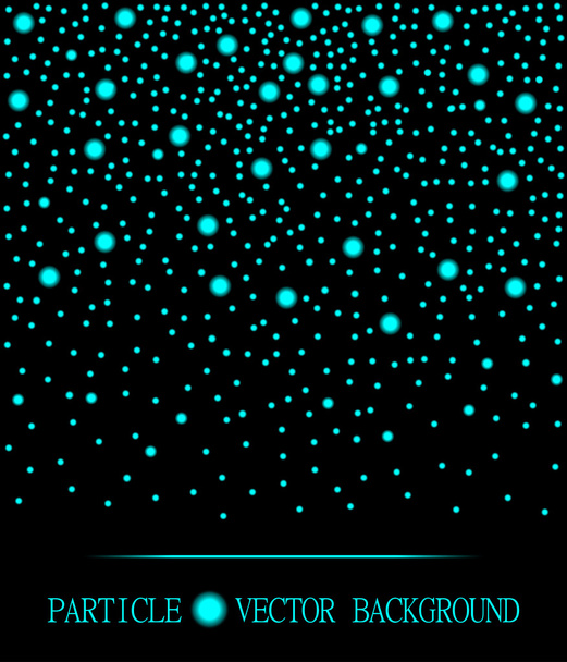 Abstract cyan falling light cyan particles black background. Atomic explosion technology design. Style background for presentation, cards, scientific and jewelry design. Vector illustration - Vector, Image