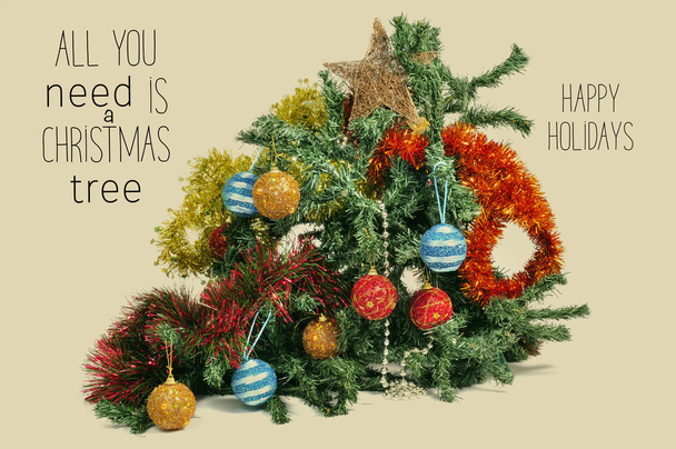 nefunkční vánoční strom a text - Fotografie, Obrázek