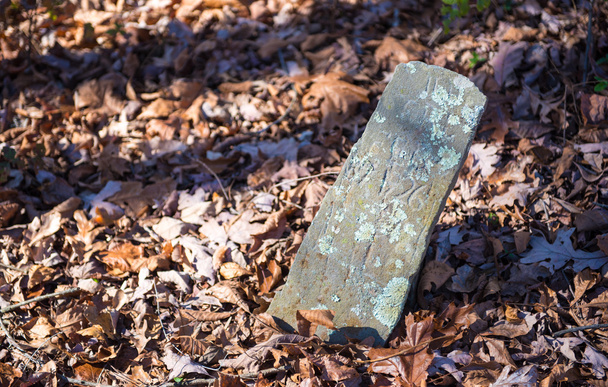 Staré náhrobní kámen v podzimní listí - Fotografie, Obrázek
