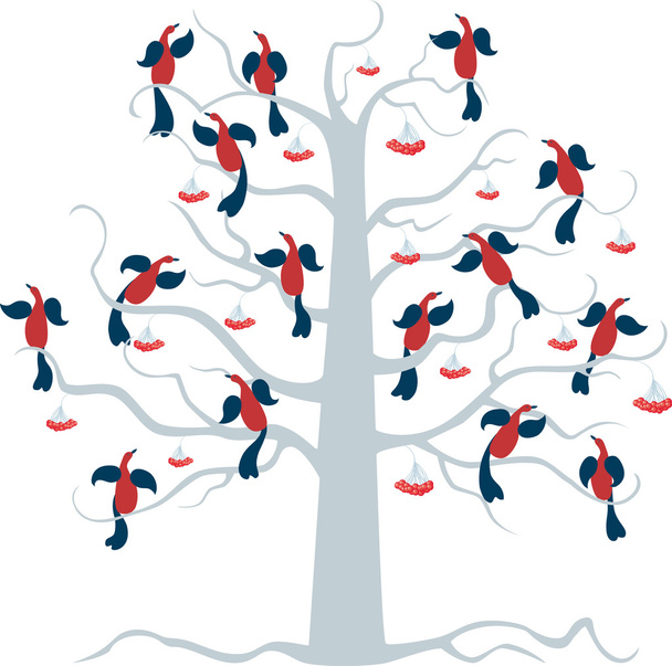 птицы на дереве - Вектор,изображение