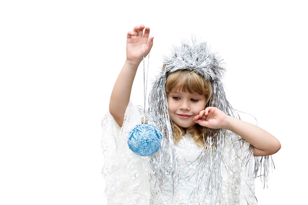 Little girl dressed as snowflakes - Фото, изображение