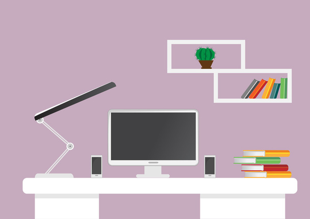 Creative office desktop workspace. vector mock up - Вектор,изображение