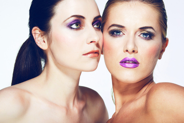 Beautiful fashion models with full make up. - Фото, изображение