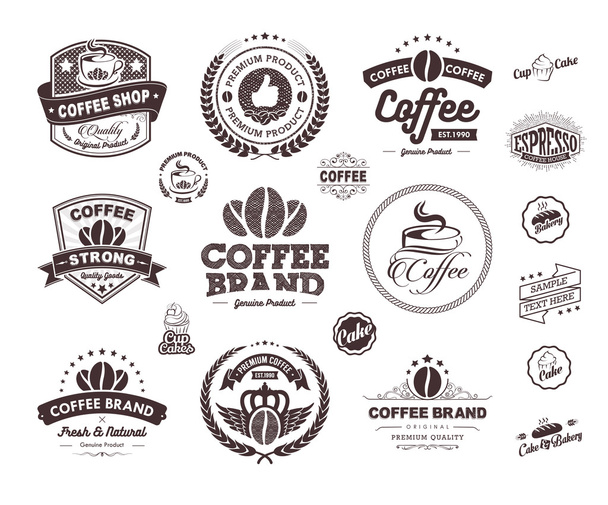 Премиум кофе этикетки и значки
 - Вектор,изображение