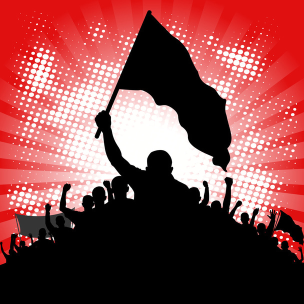 silhouette of demonstrators - Vector, Image