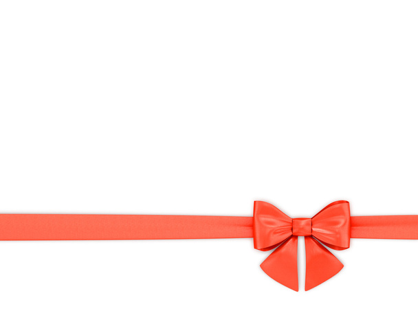 Red Ribbon tied up in a bow on a white background. - Foto, imagen