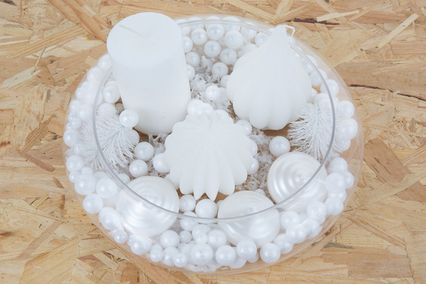 Christmas candle table setting isolated on white - Photo, Image