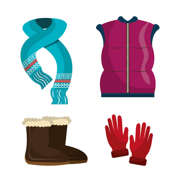 Zimní oblečení, oblečení a doplňky  - Vektor, obrázek