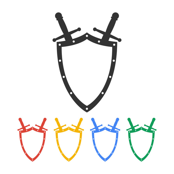 pictogram zwaard en schild - Vector, afbeelding