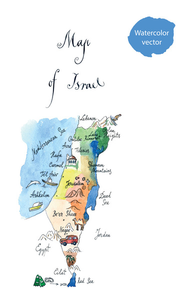 Mapa Israel atrações
 - Vetor, Imagem